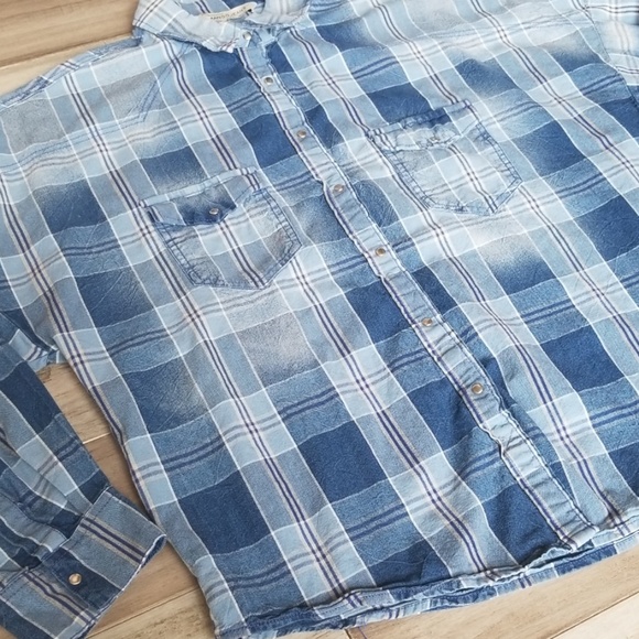 Mango Jean's Snap Down Chambray Check Shirt - Picture 3 of 7